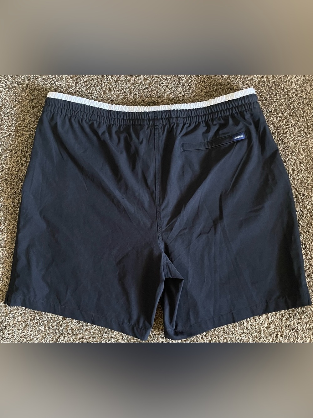 chubbies Black Swim Trunks with White Waistband and Drawstring - Picture 2 of 8